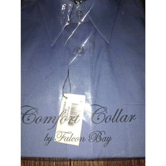 New Size 17 Falcon Bay French Blue Long Sleeve Button Dress Shirt w Collar NWT - Picture 2 of 4